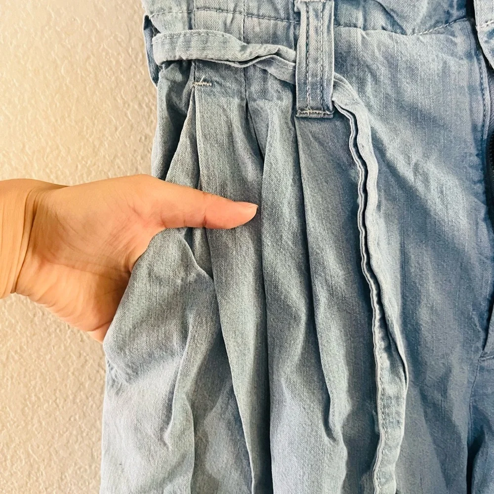 Free People Light Blue Paperbag Waist Wide Leg Jeans - Picture 2 of 7